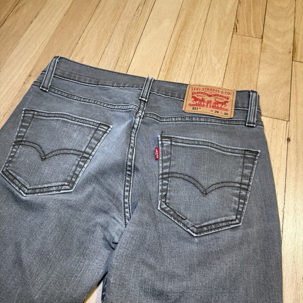 Levis‎ 511 Jeans Mens 29x30 Grayish Green Slim Straight Stretch Light Wash Denim - Picture 12 of 12